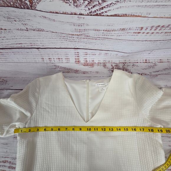 Club Monaco Cream Dress 8 Asymmetric Ruffle Hem Coquette Ethereal Fairy Whimsy - Picture 10 of 16